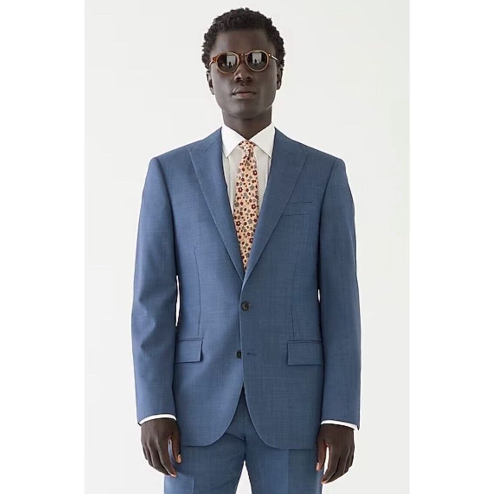 J Crew $450 Ludlow Slim Stretch Suit Jacket Italian Wool Harbor Blue 42R J3272 - Picture 9 of 13